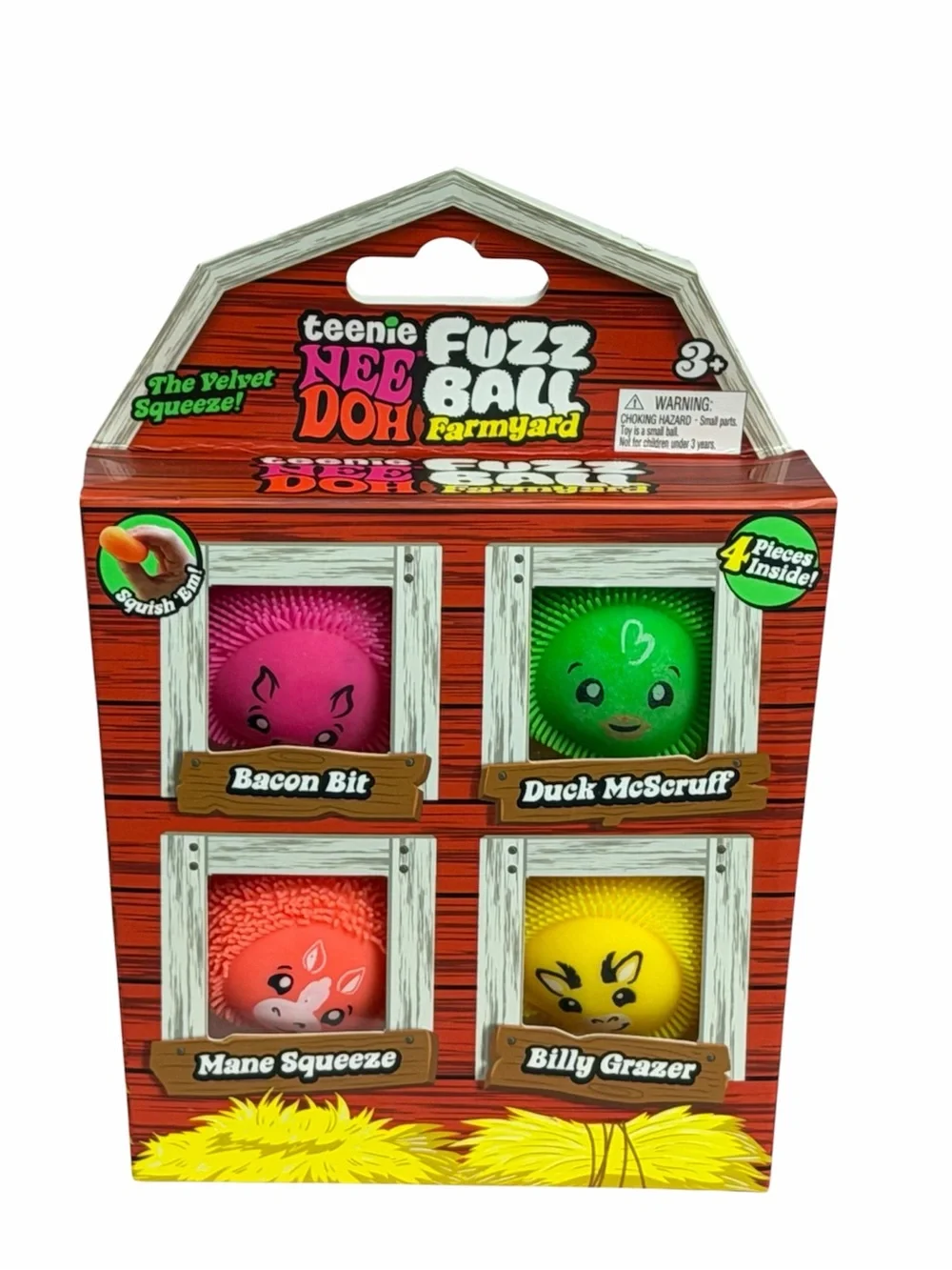 AUTHENTIC NEEDOH teenie fuzzball farmyard 4-Pack Squishy Animal Squeeze RARE!!